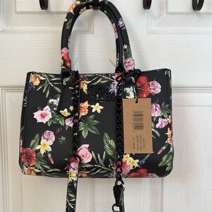 Steve Madden Black Floral Satchel Bag